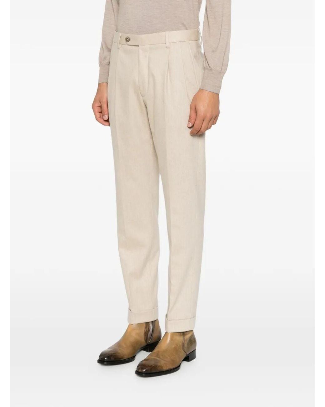 GTA Natural 'Luca' Wool Flannel Pants for men