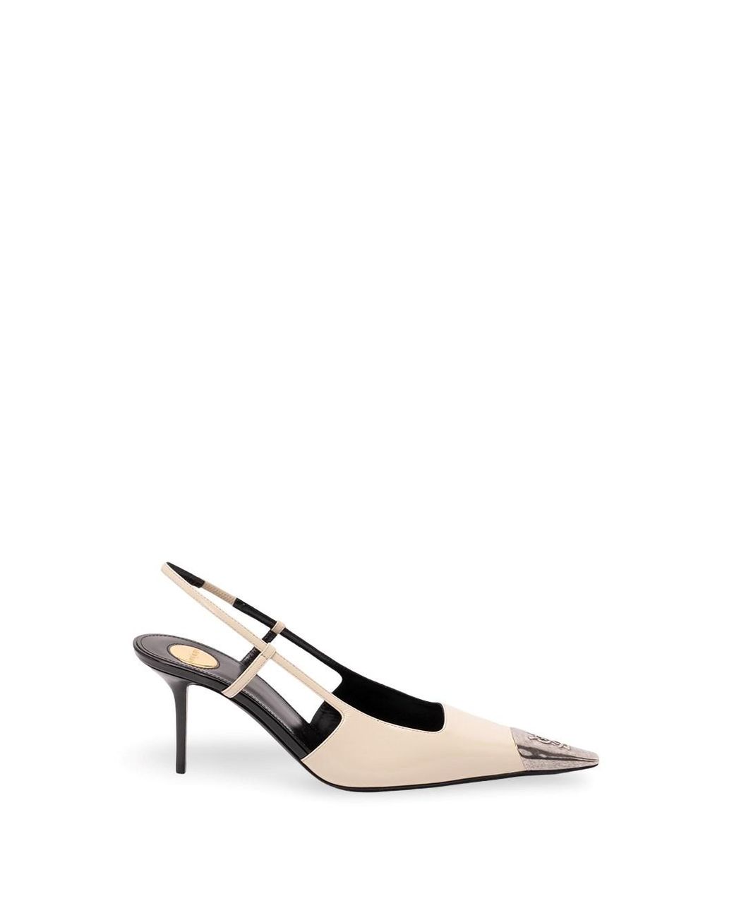 Saint Laurent White Jeanne Slingback Pumps