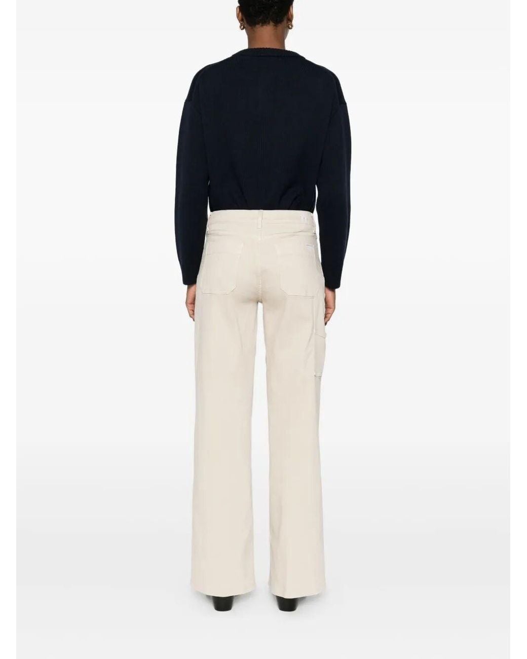 7 For All Mankind White 'Lotta Trouser Creme With Carpenter Details' Jeans