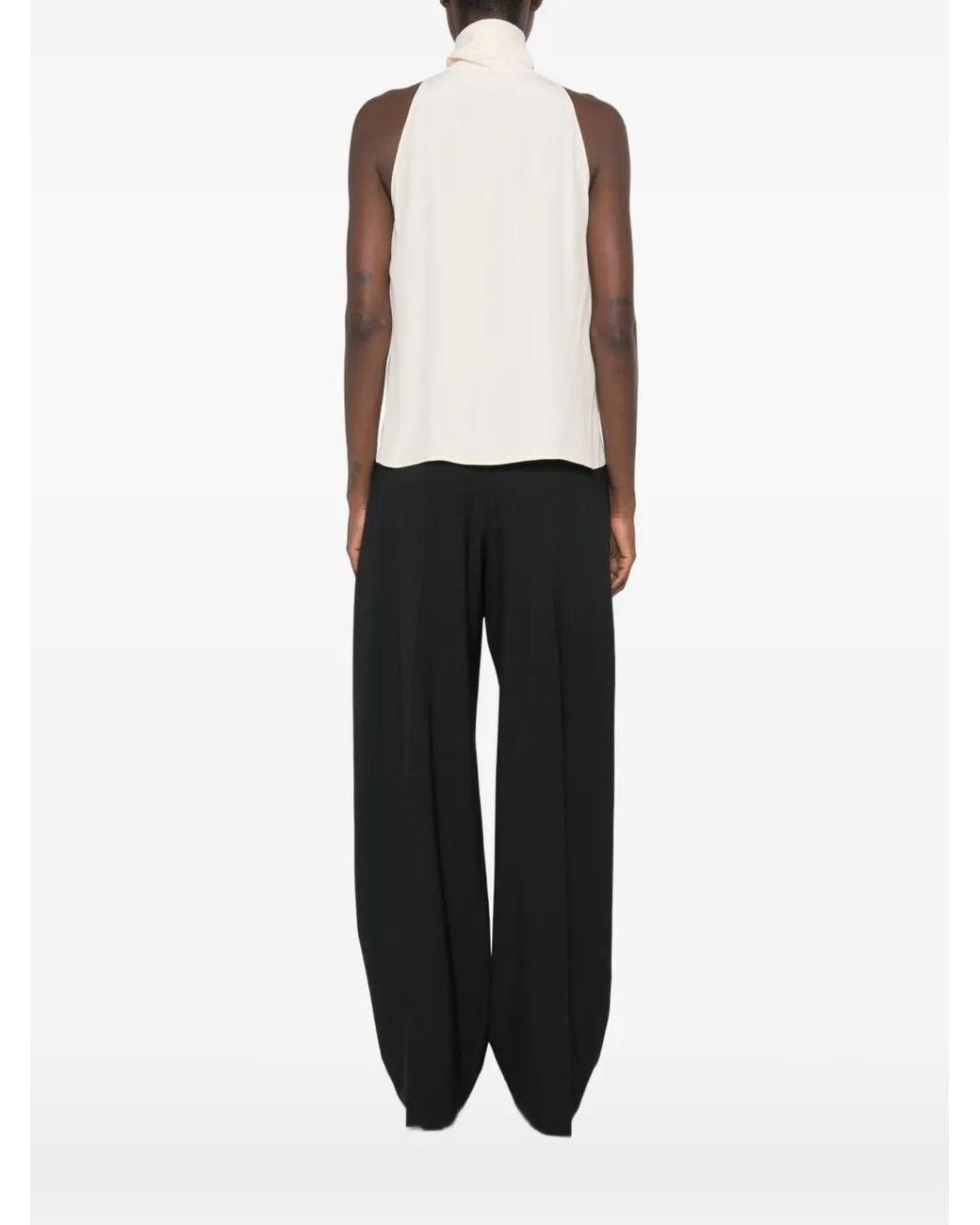 Alberta Ferretti White Ruffled Halterneck Top