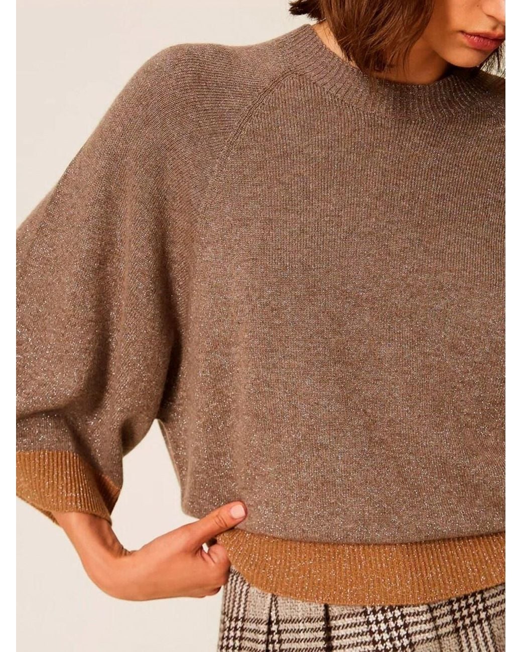 Twinset Purple Cropped Sweater With Lurex