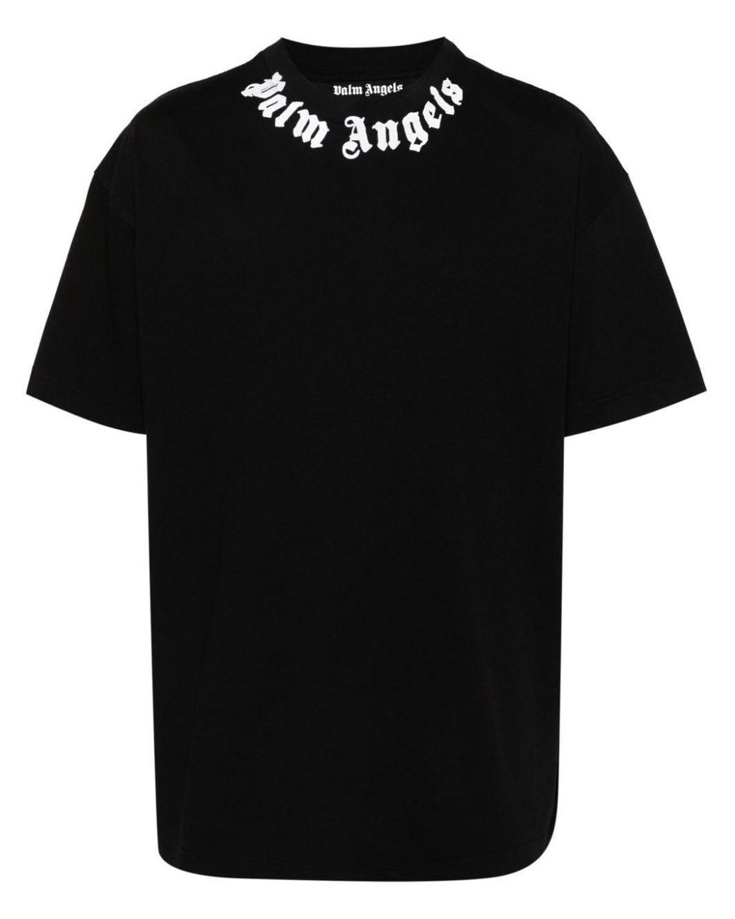 関税送料込 〈Palm Angels〉ゴシックロゴ Tシャツ ホワイト palm-angels-Black-Neck-Logo-T-