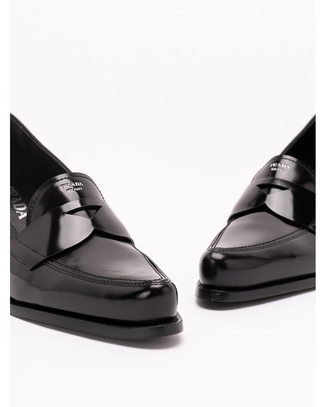 Prada Black Brushed Leather Loafers
