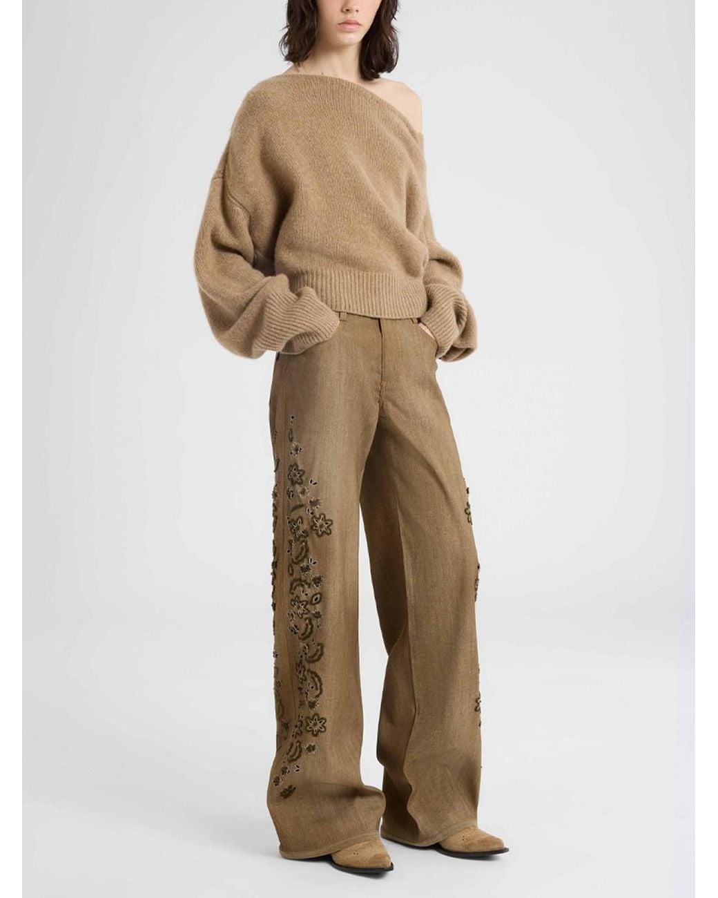 Ermanno Scervino Natural Round Neck Sweater