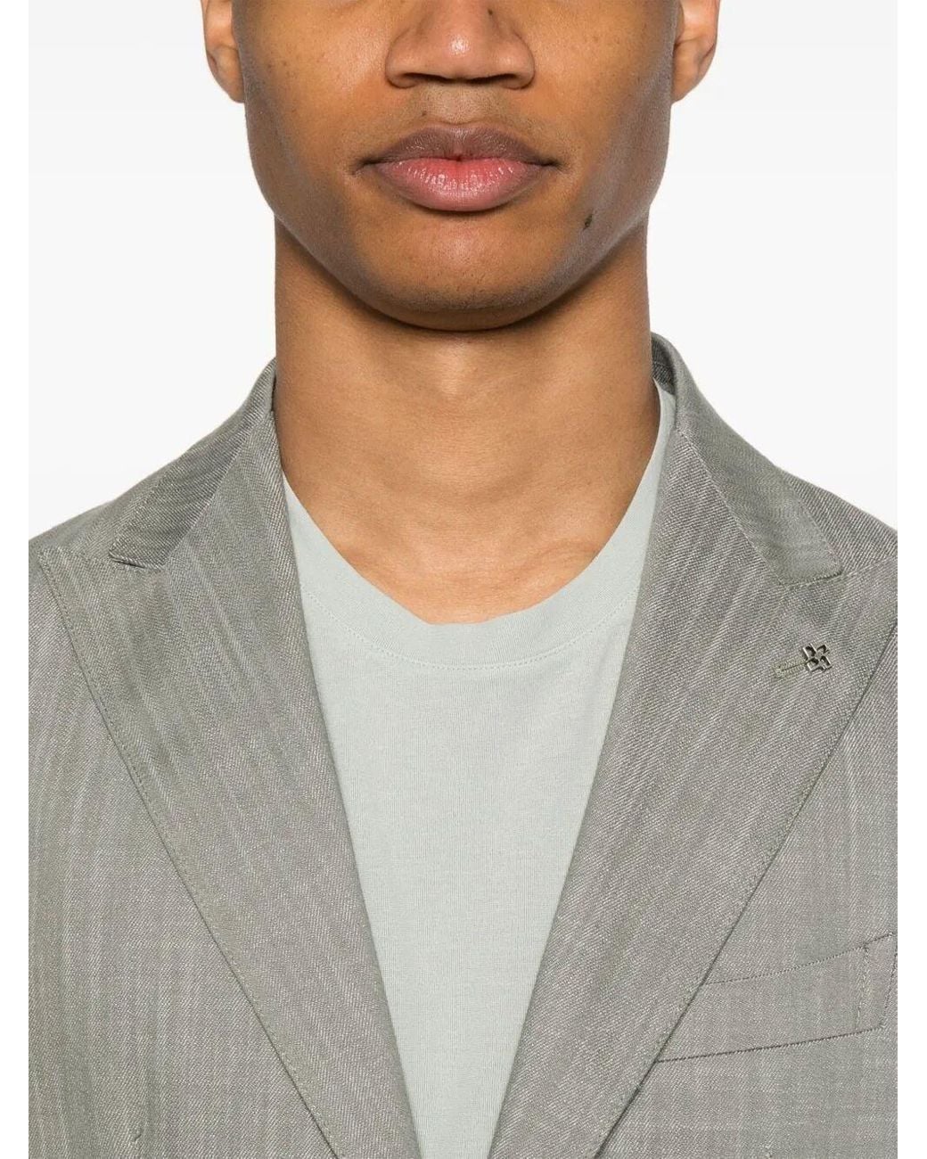 Tagliatore Gray Tailored Cotton Jacket With Notch Lapels for men