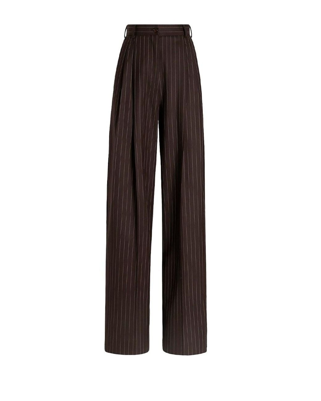 Dolce & Gabbana Brown Dolce & Gabbana Pinstripe Wool Trousers