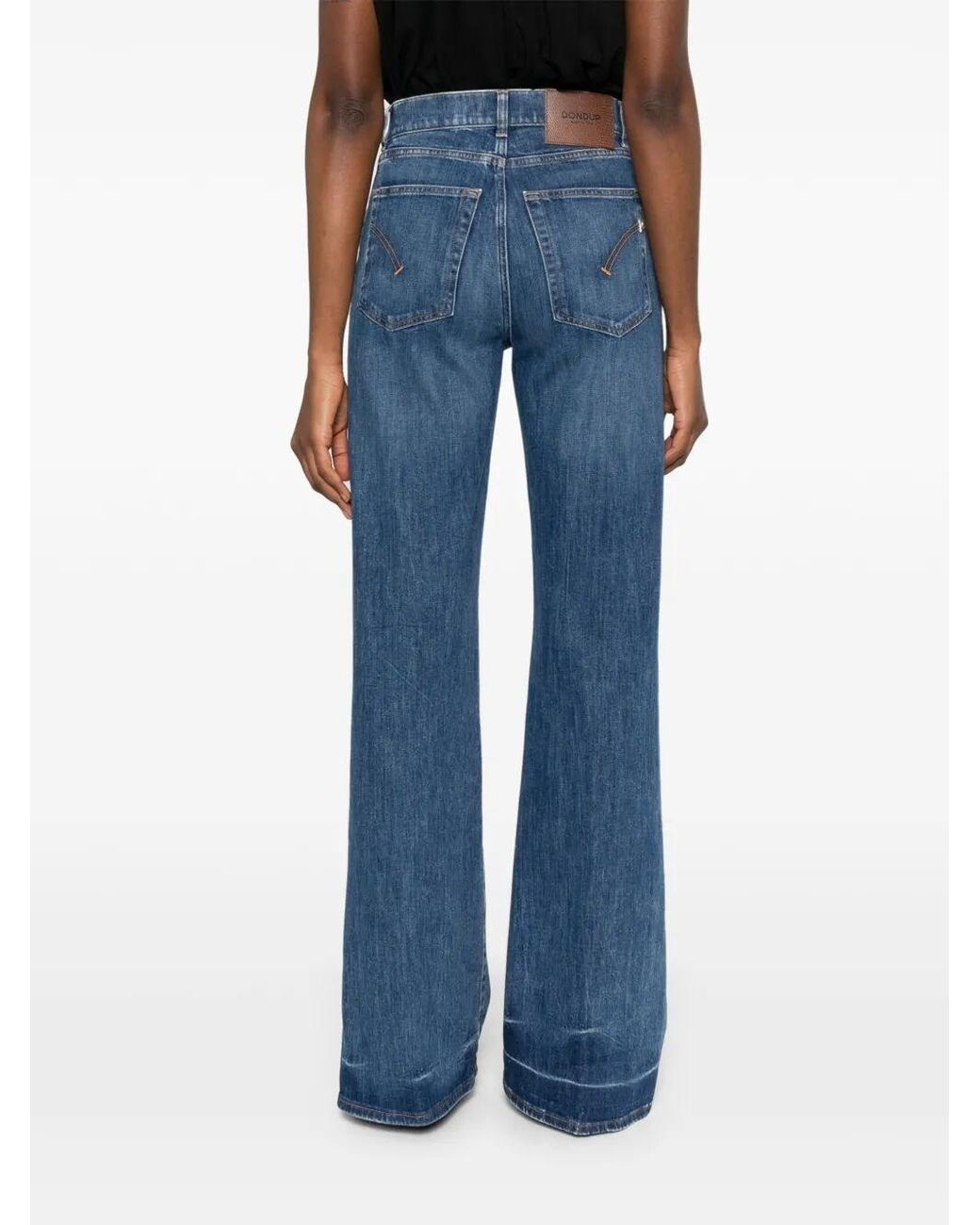 Dondup Blue 'Amber' Wide Leg 5-Pocket Jeans