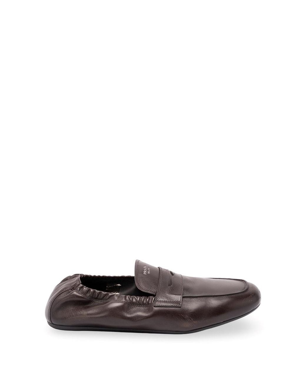 Prada White Shuffle Antiqued Leather Loafers for men