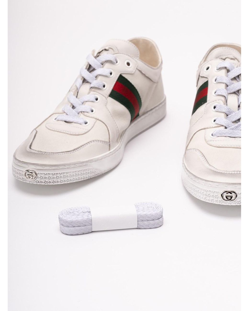 Gucci White Stretch Low-Top Sneakers for men