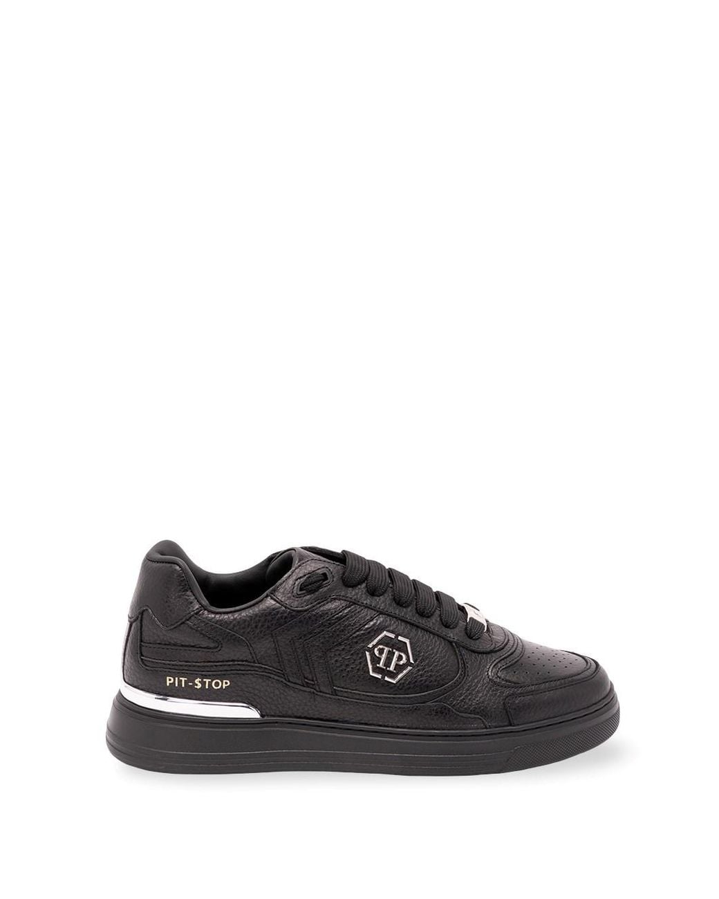 Philipp Plein Black Low-Top Pit-$Top Deer Leather for men