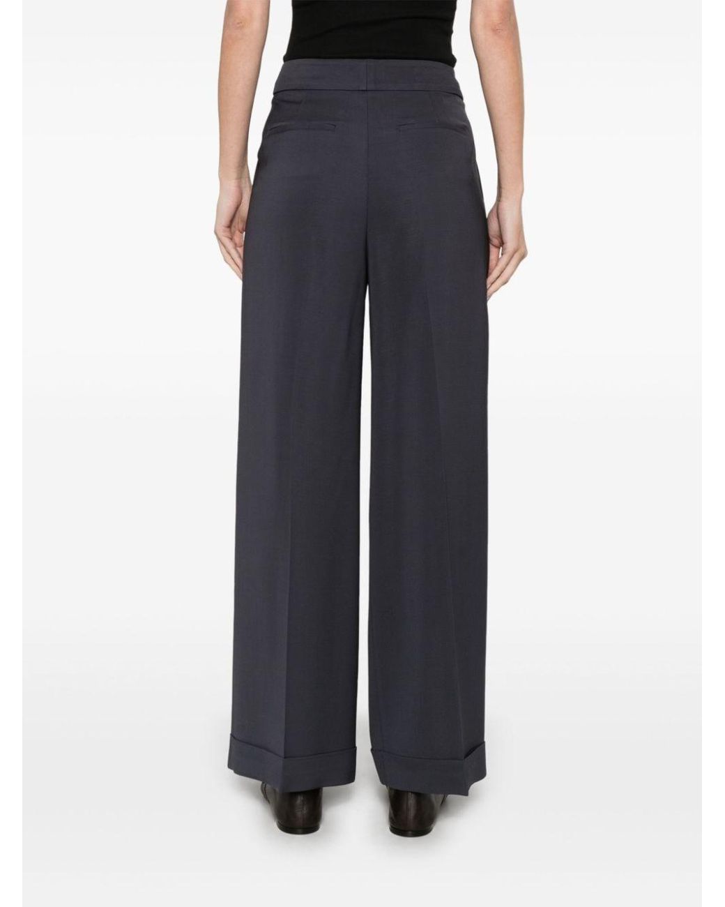 Peserico Blue Wide-Leg Tailored Palazzo Pants