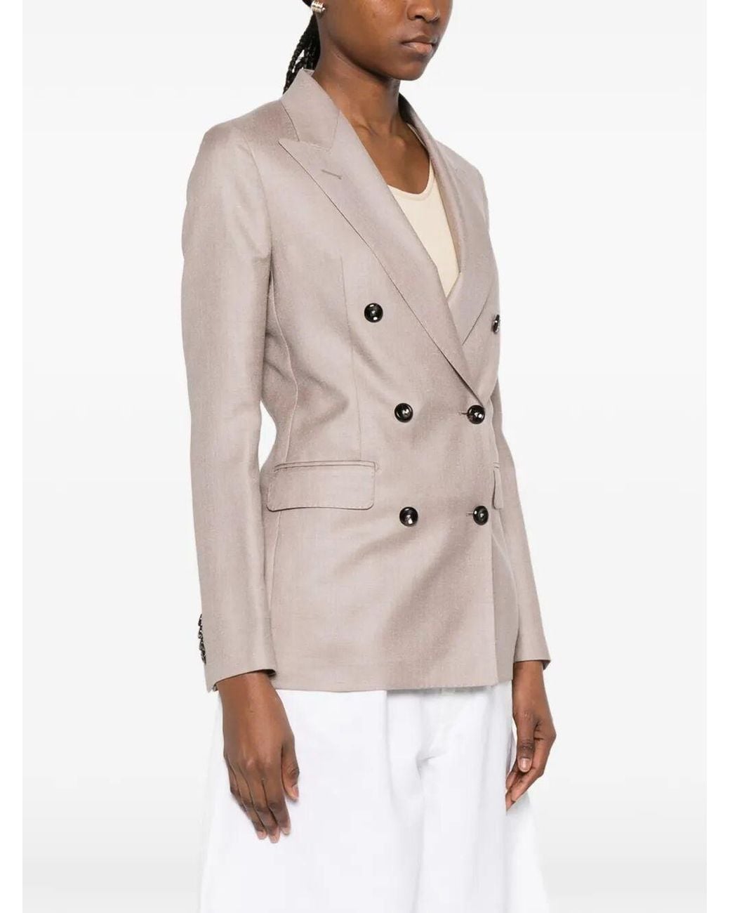 Tagliatore White Double-Breasted Peaked-Lapels Jacket