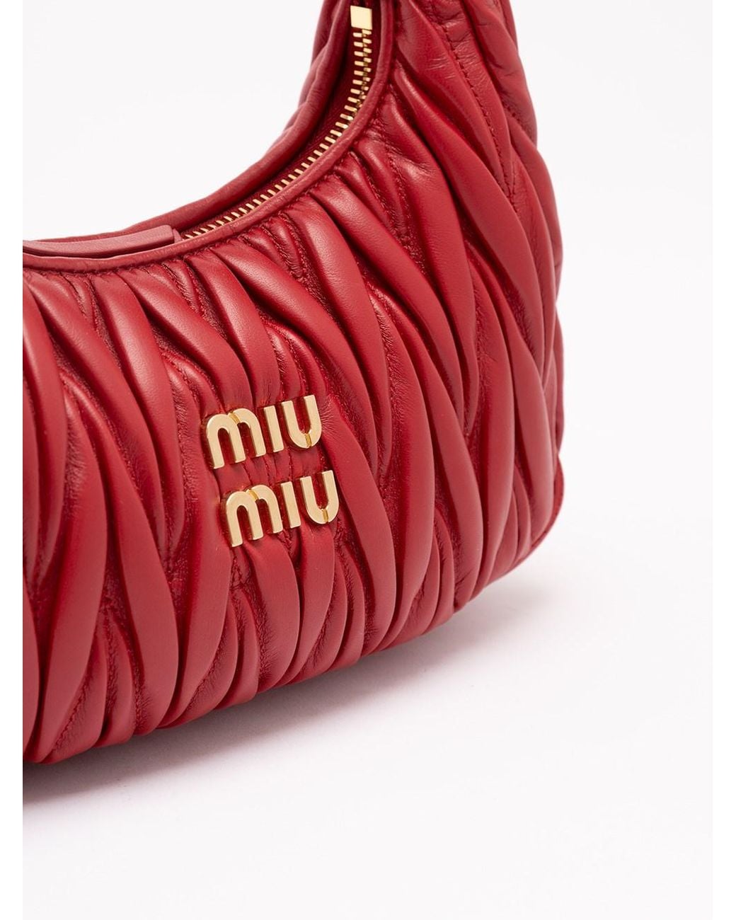 Miu Miu Red 'Wander' Matelassé Leather Hobo Bag