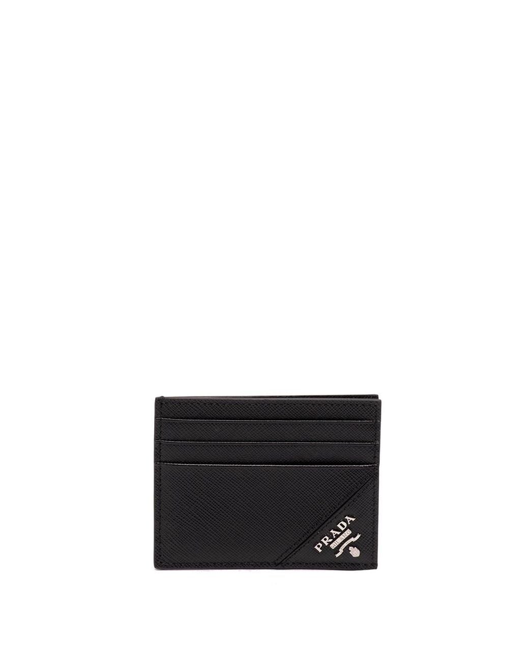 Prada White Saffiano Leather Card Holder for men