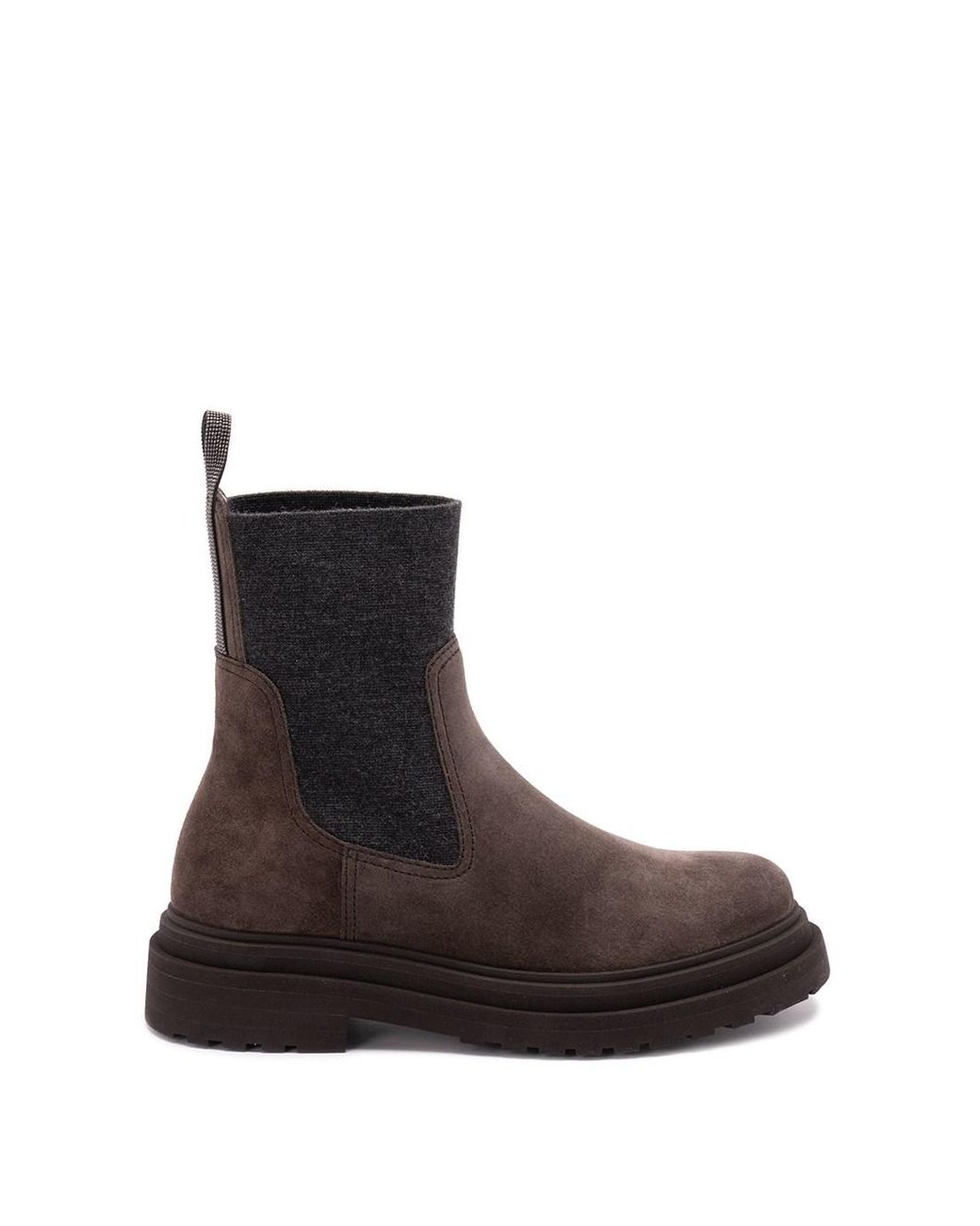 Brunello Cucinelli Black Sued And Knit Boots