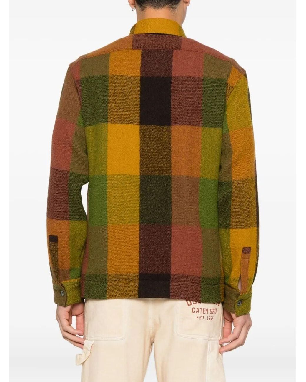 Xacus Green Wool Check Overshirt for men