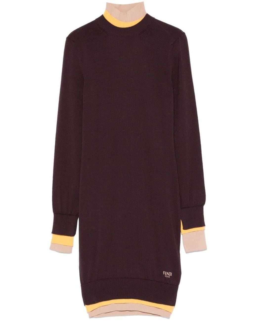 Fendi Multicolor Dress With Stand-Up Collar