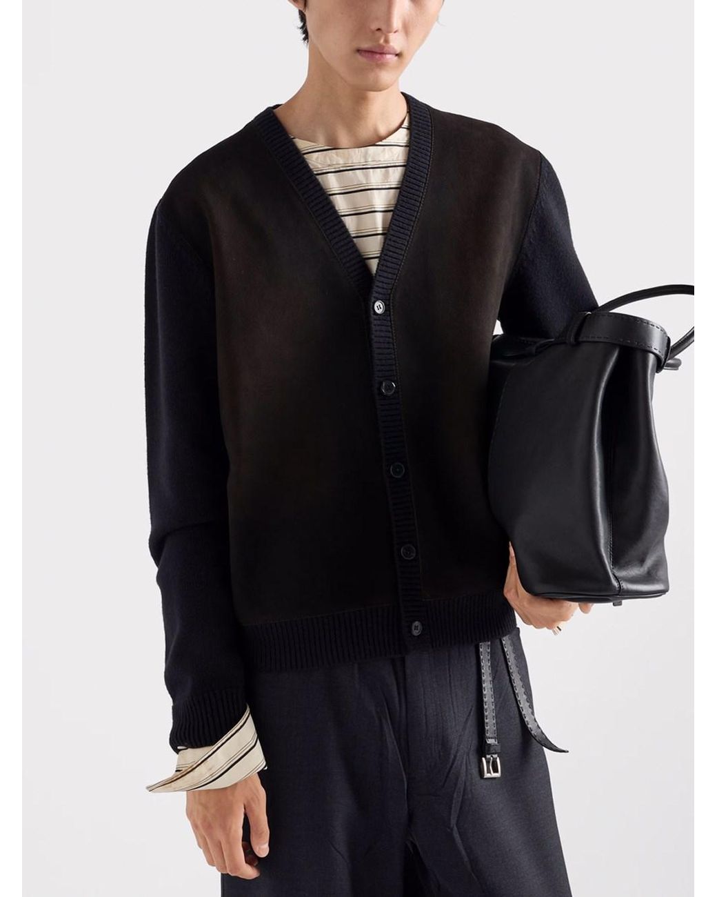 Prada Black Lambswool Cardigan for men