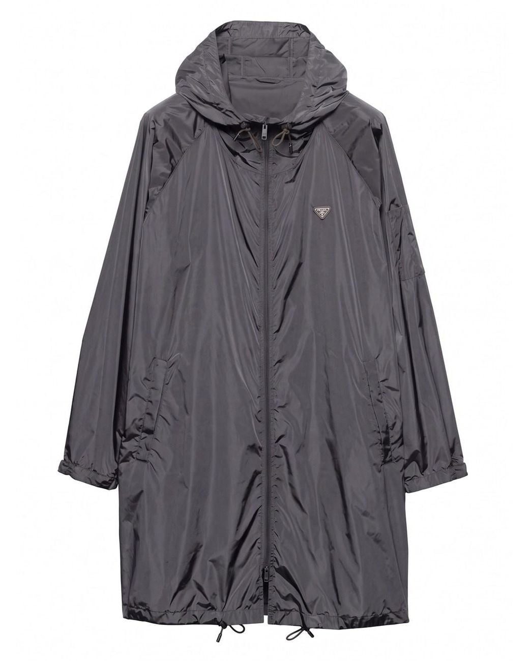 Prada Gray Re-Nylon Long Jacket for men