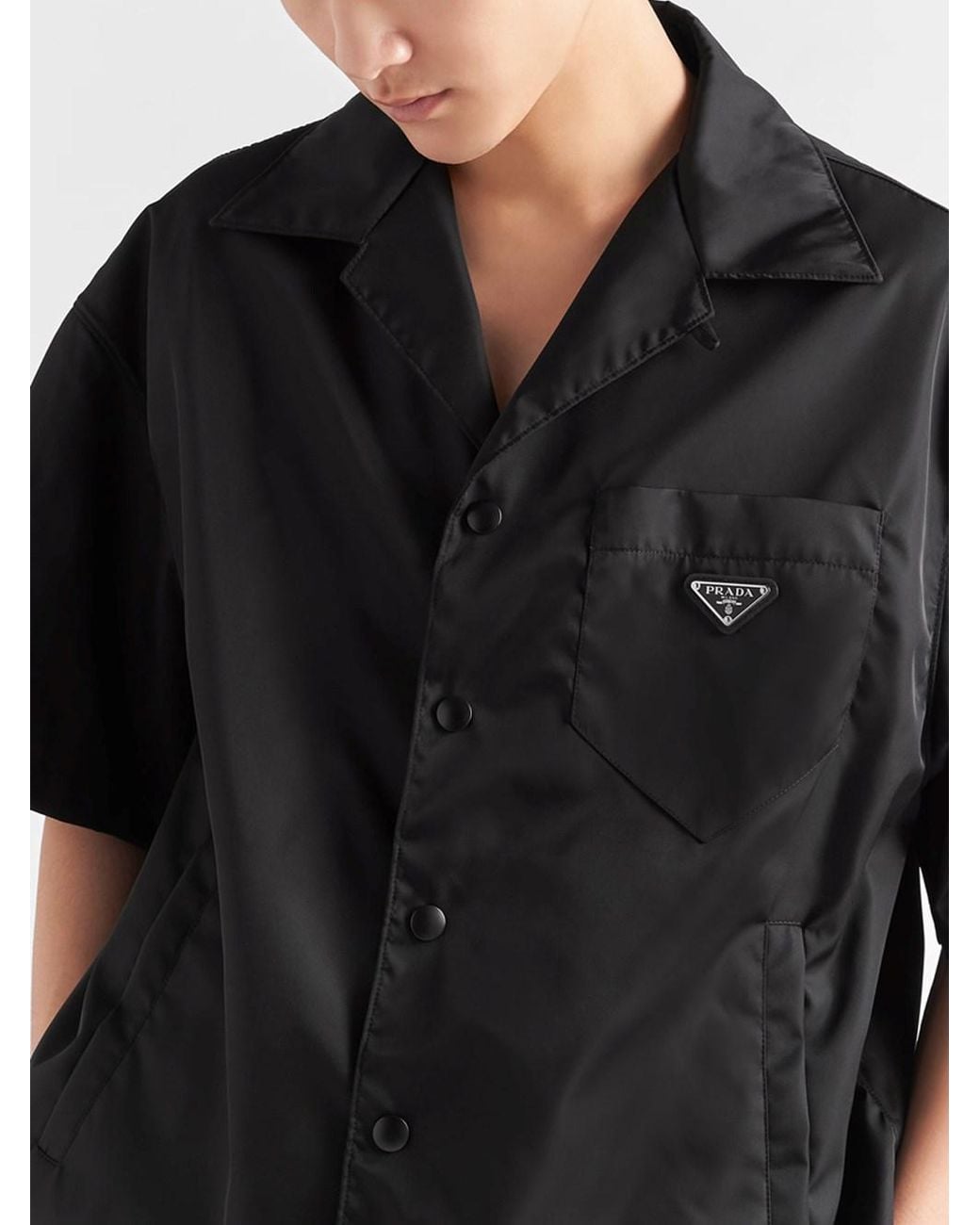 Prada Black Re-Nylon Short Sleeved Shirt for men