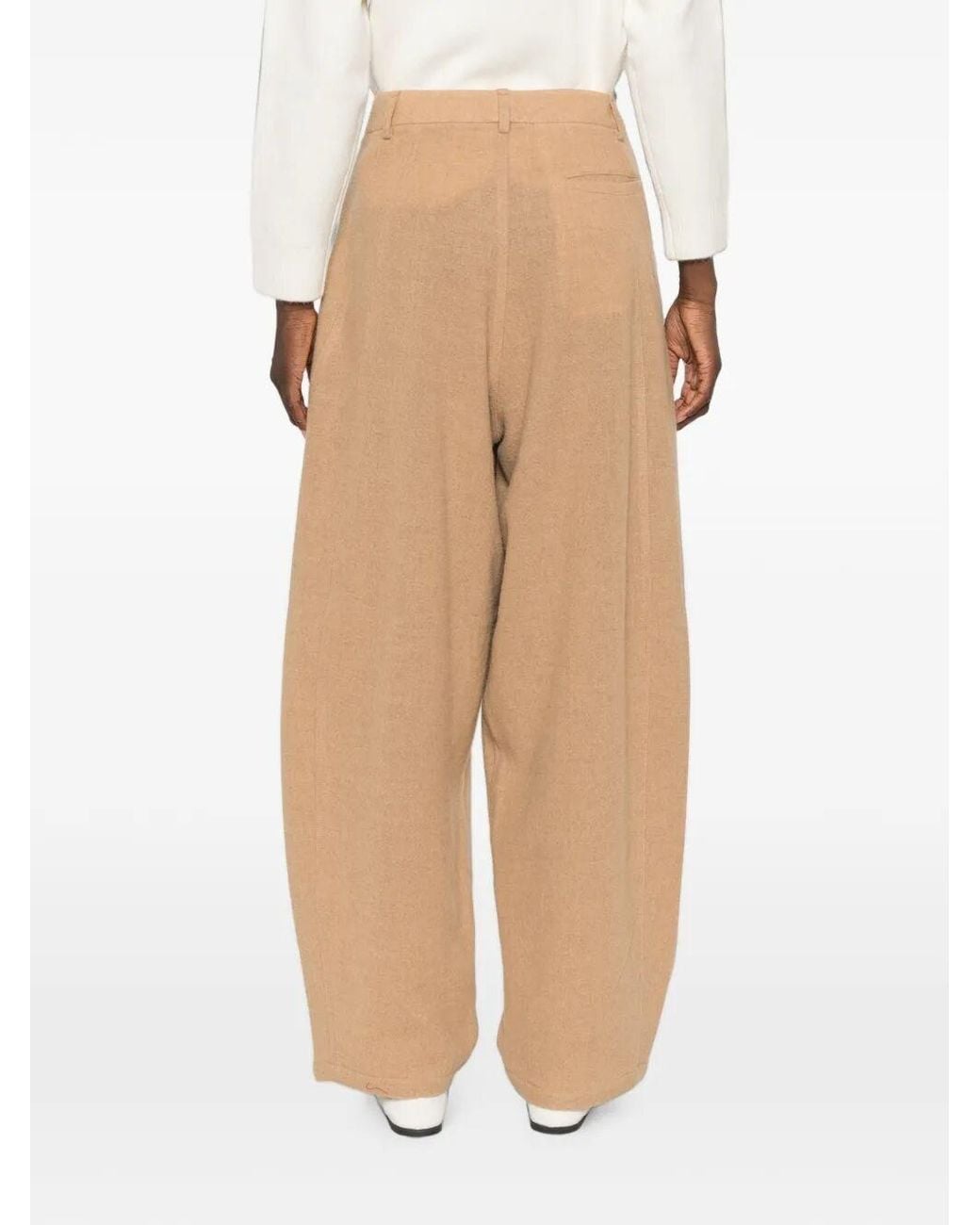 DARKPARK White Phebe Cashmere Wool Wide-Leg Pants