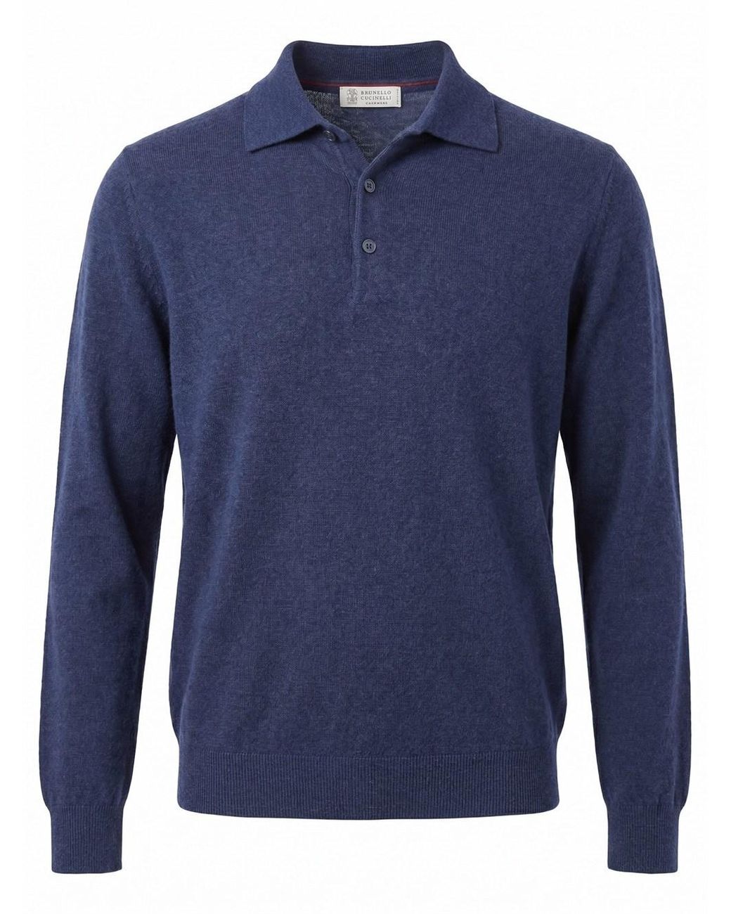 Brunello Cucinelli Blue Cashmere Knit Polo Shirt for men