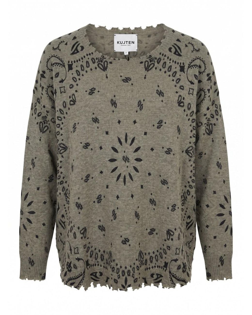 Kujten Gray 'Mela Bandana' Round Neck Sweater