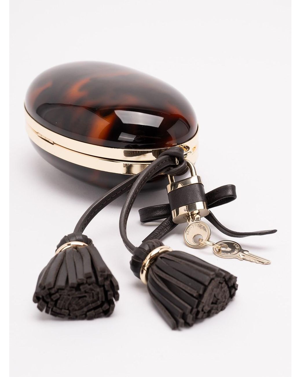 Self-Portrait Black Resin Oval Clutch