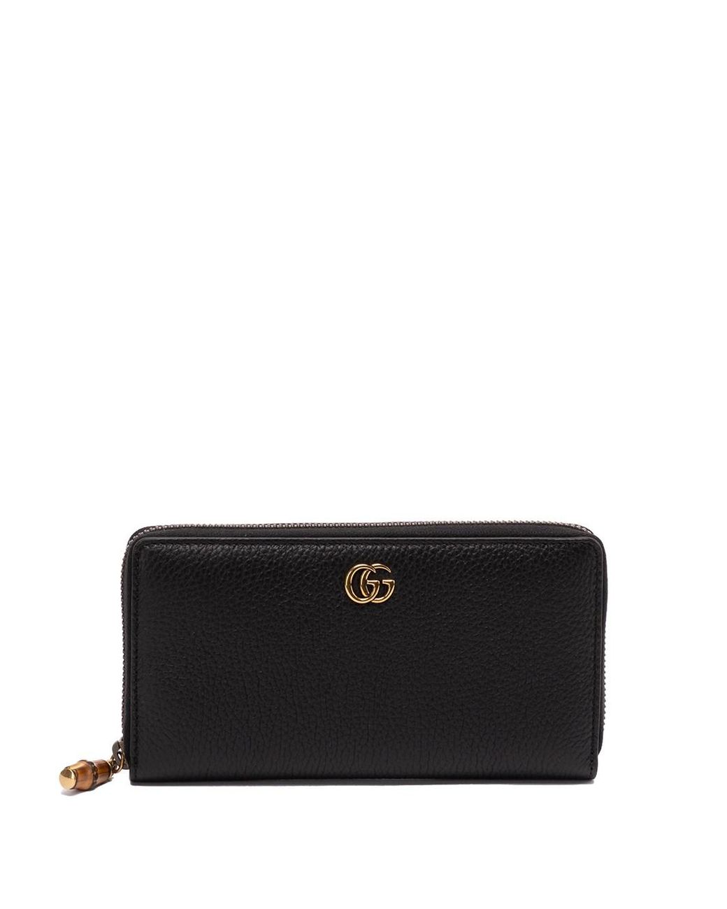 Gucci `bamboo Puller` Zip Around Wallet in Black | Lyst
