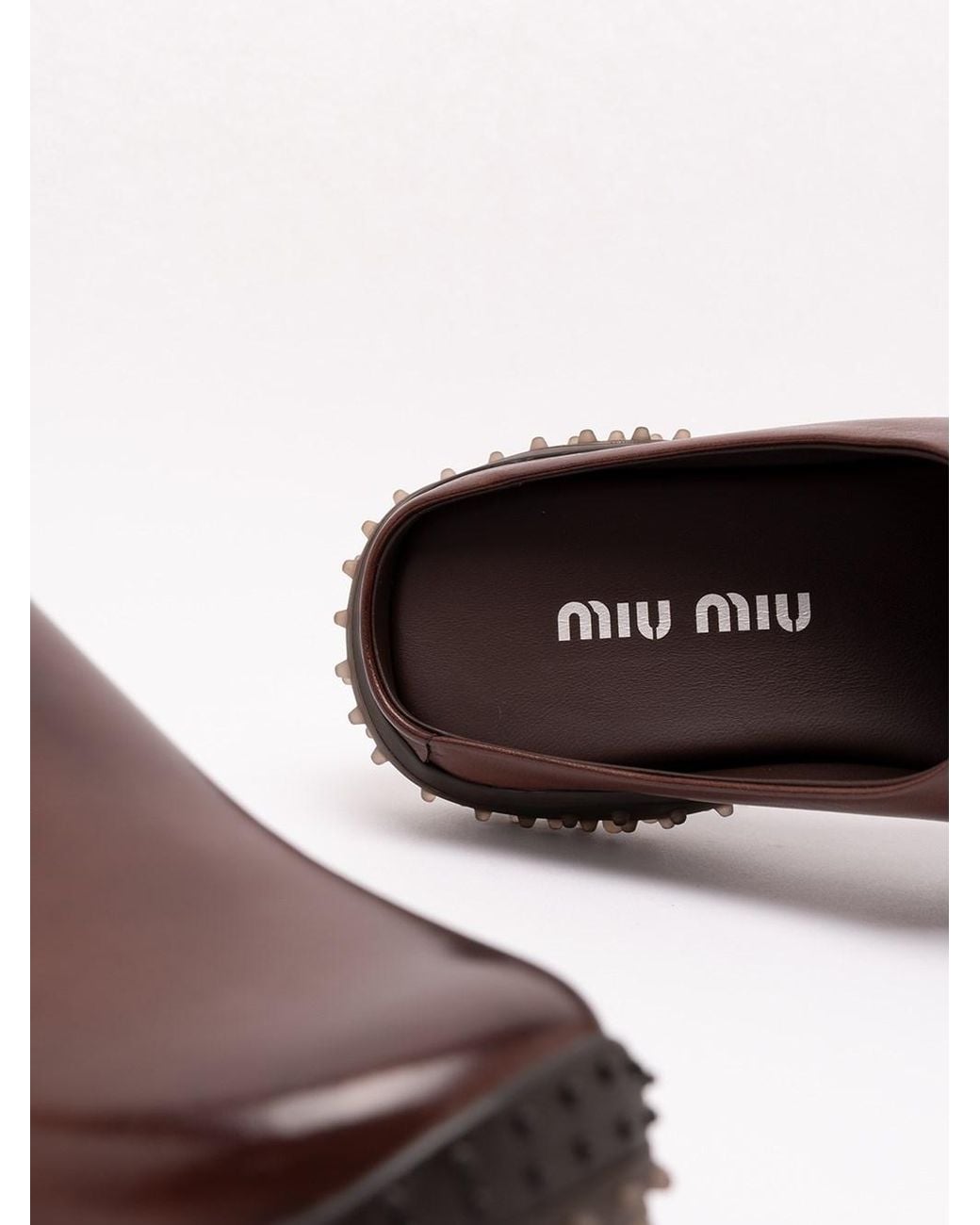 Miu Miu Brown Leather Slides