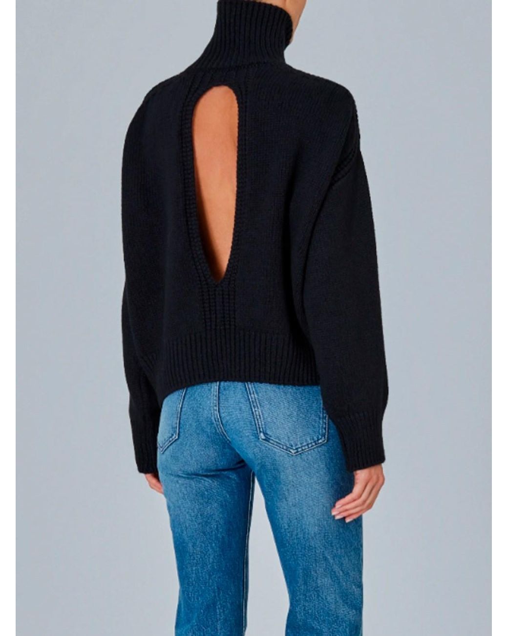 Sa Su Phi Black Raglan High Neck Sweater With Back Slit