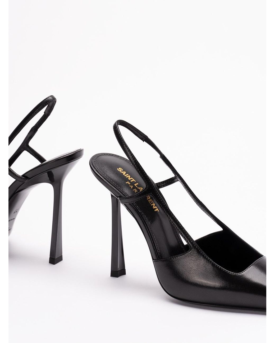 Saint Laurent White Jeanne Slingback Pumps