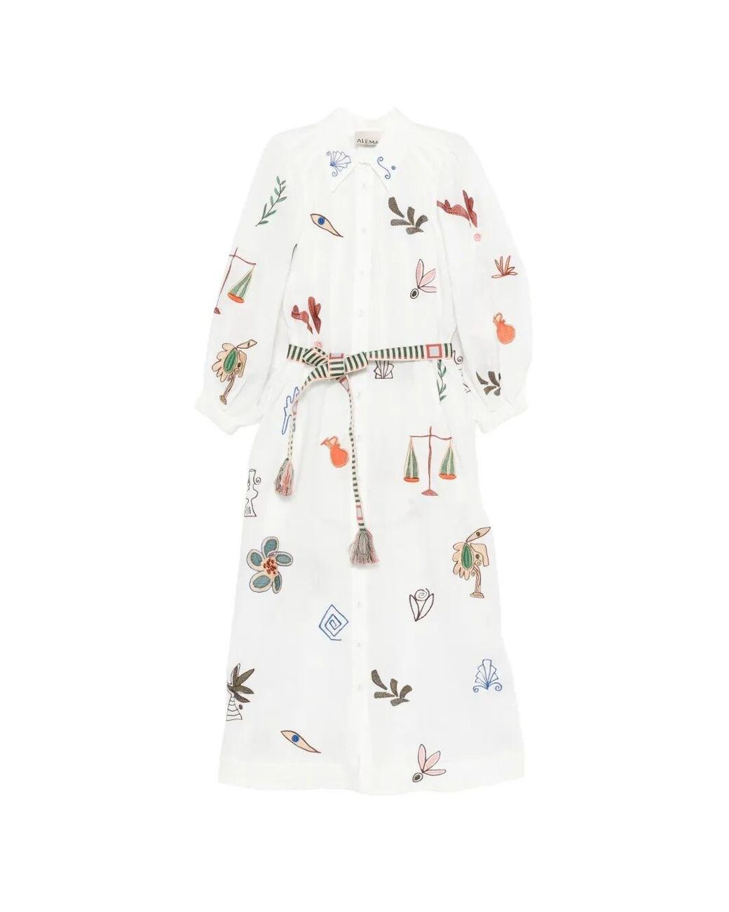 ALMAIS 'Mina' Embroidered Shirt Dress in White | Lyst