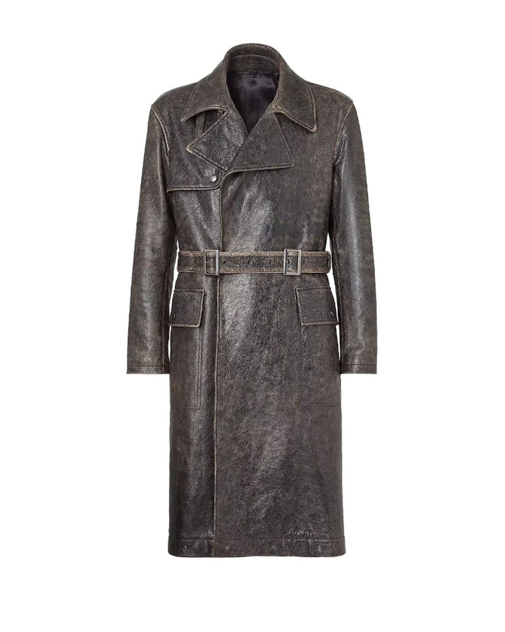 Fendi Gray Leather Trench for men