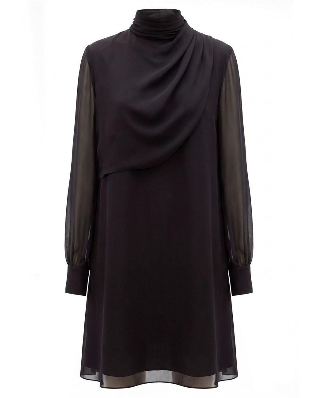 Valentino Garavani Black Draped High Neck Silk Mini Dress