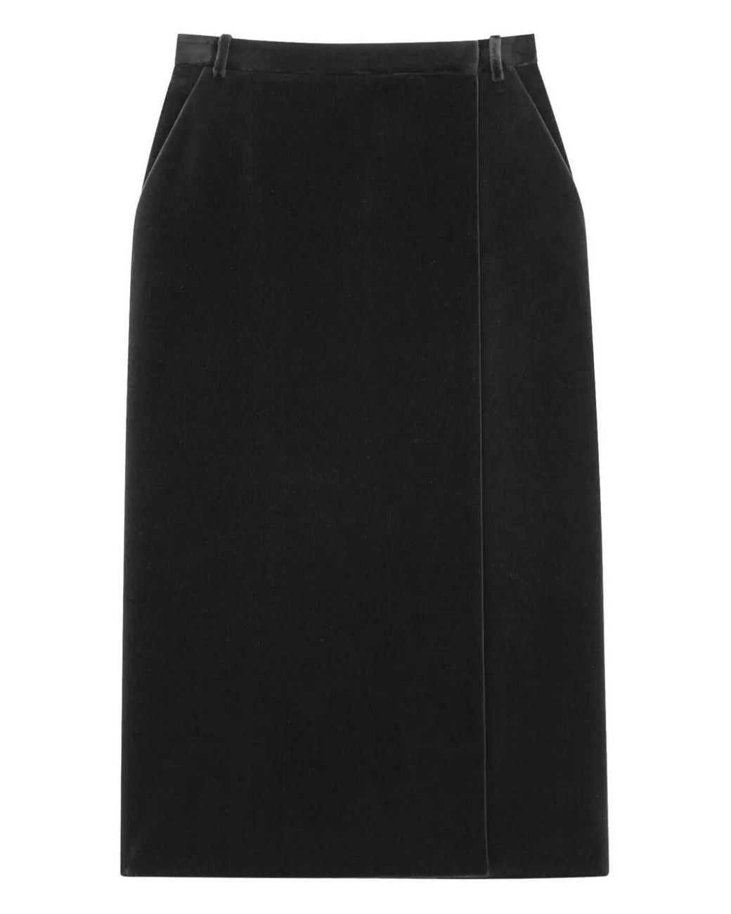 Saint Laurent Black Midi Wrap Skirt