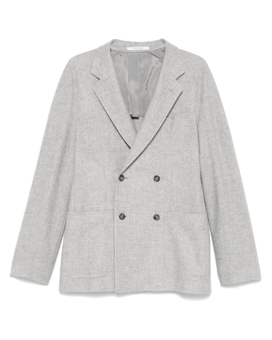 Tagliatore Gray Double-Breasted Tailored Wool Blend Jacket for men