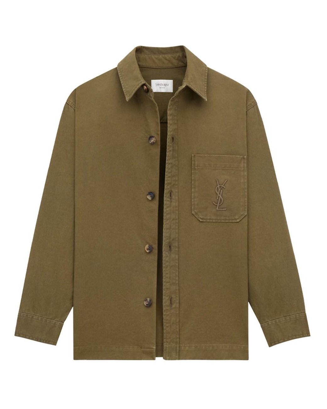 Saint Laurent Green Cotton-Linen Cassandre Overshirt for men