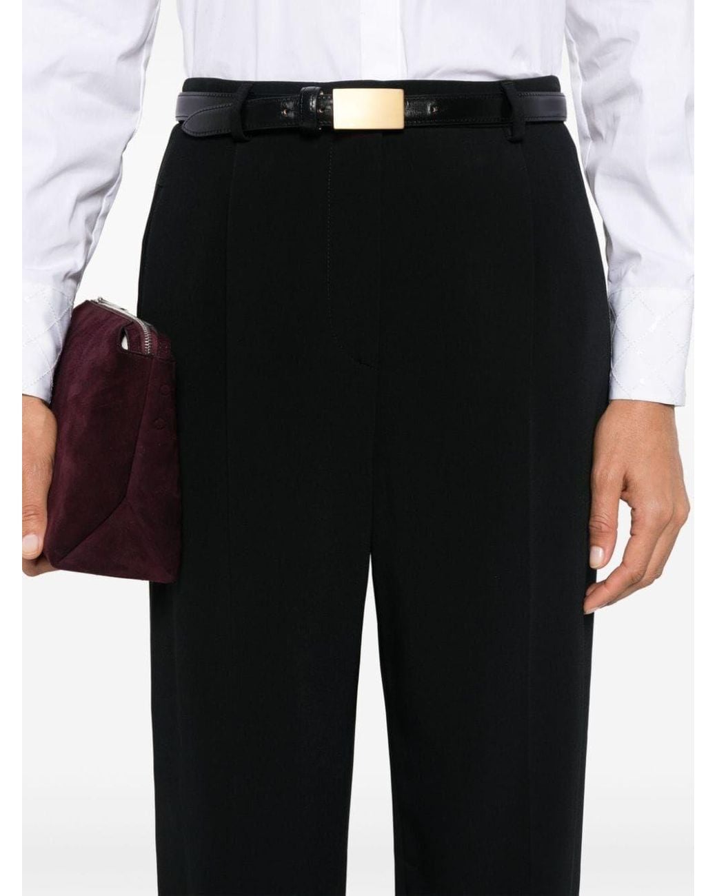 Giorgio Armani Black High-Waist Tailored Pants With Straight-Leg Silhouette