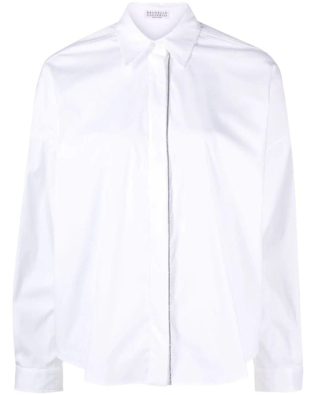 Brunello Cucinelli White Blouse With Monili Trim
