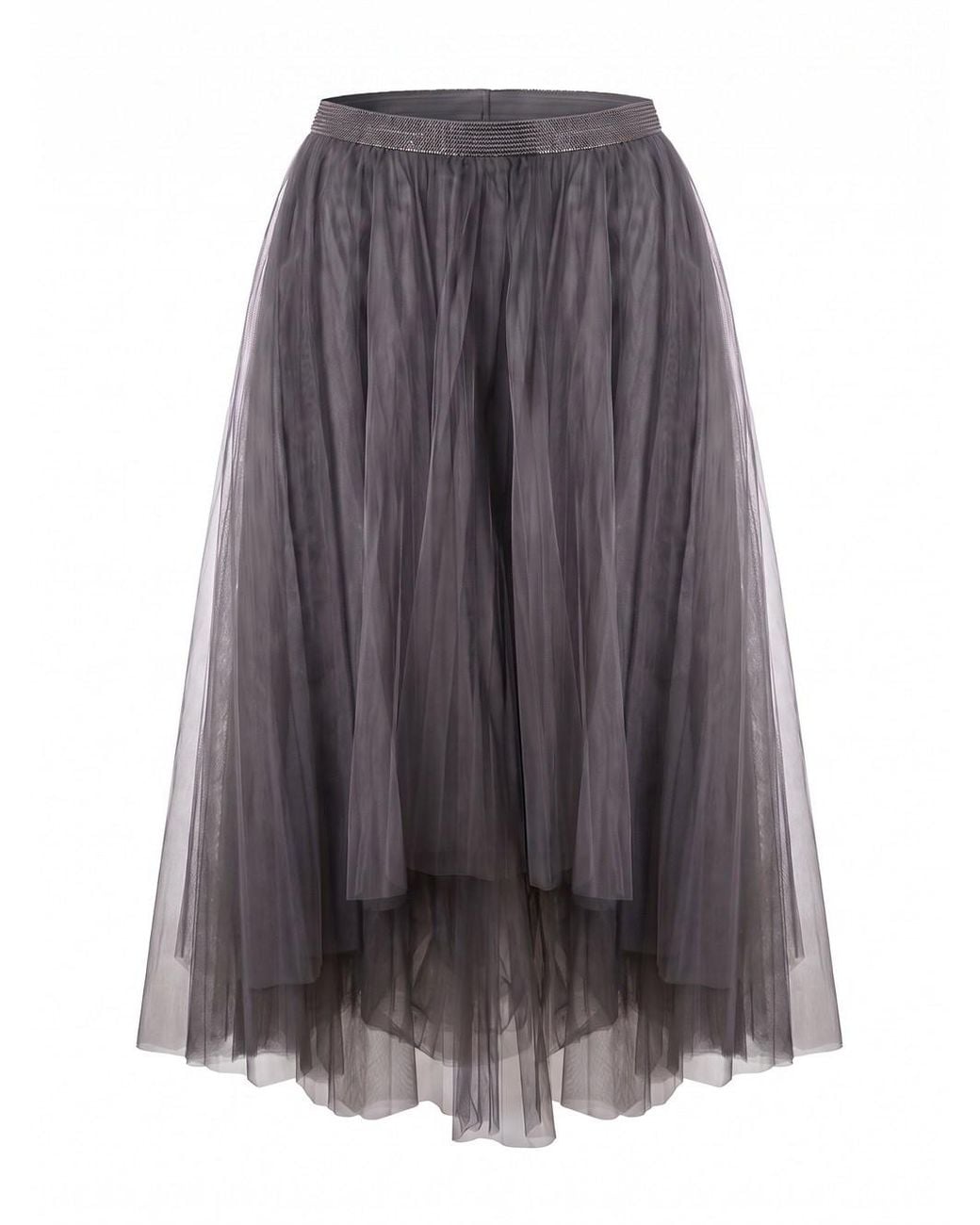 Brunello Cucinelli Gray Tulle Midi Skirt