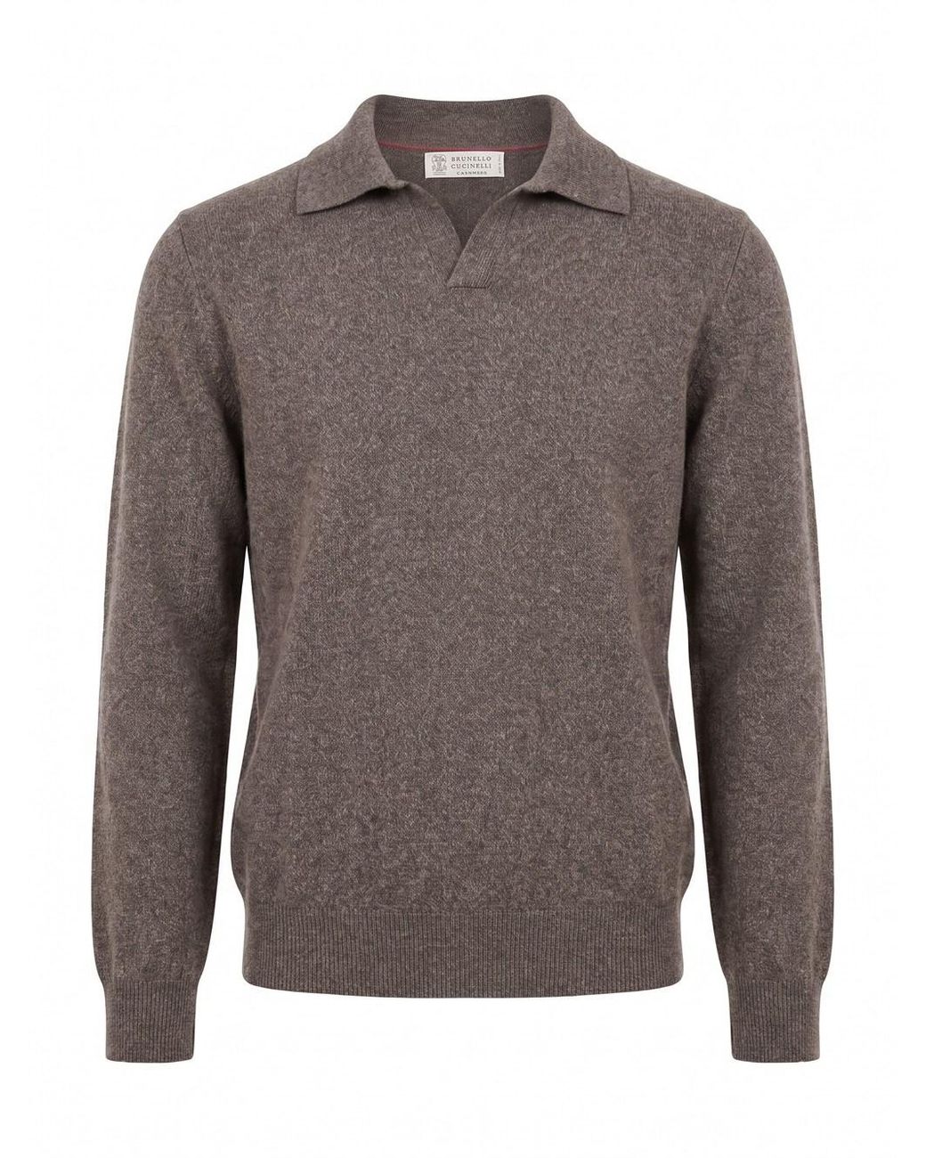 Brunello Cucinelli Gray Mouliné Cashmere Knit Polo for men