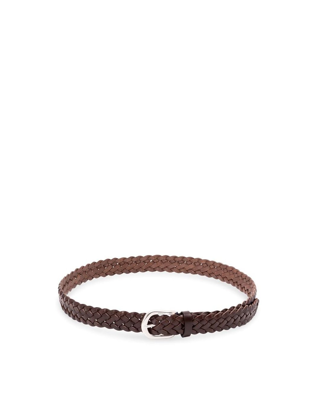 Andersons White Leather Woven Belt for men