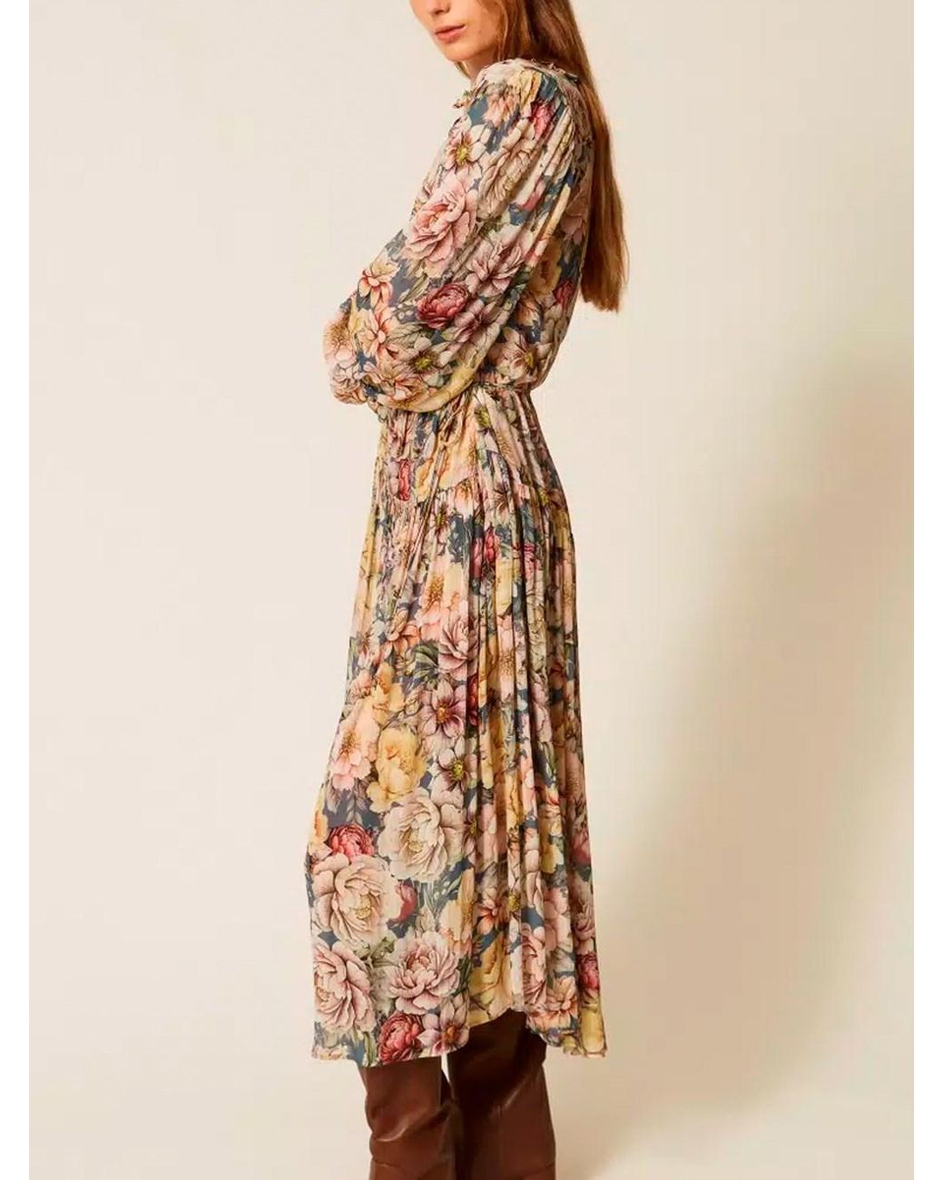 Twinset Natural Floral Crepon Dress