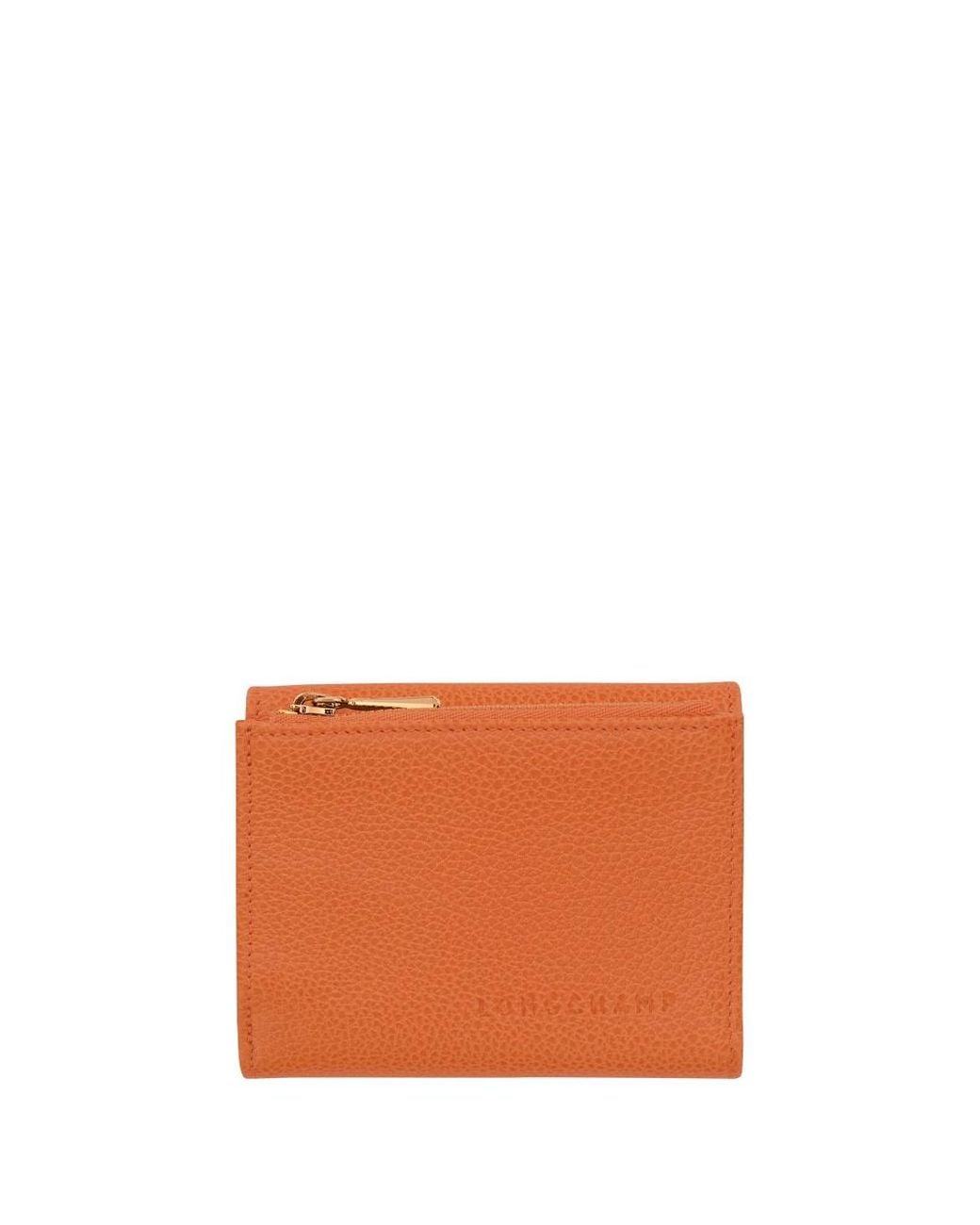 Longchamp Orange 'Le Foulonné' Compact Wallet