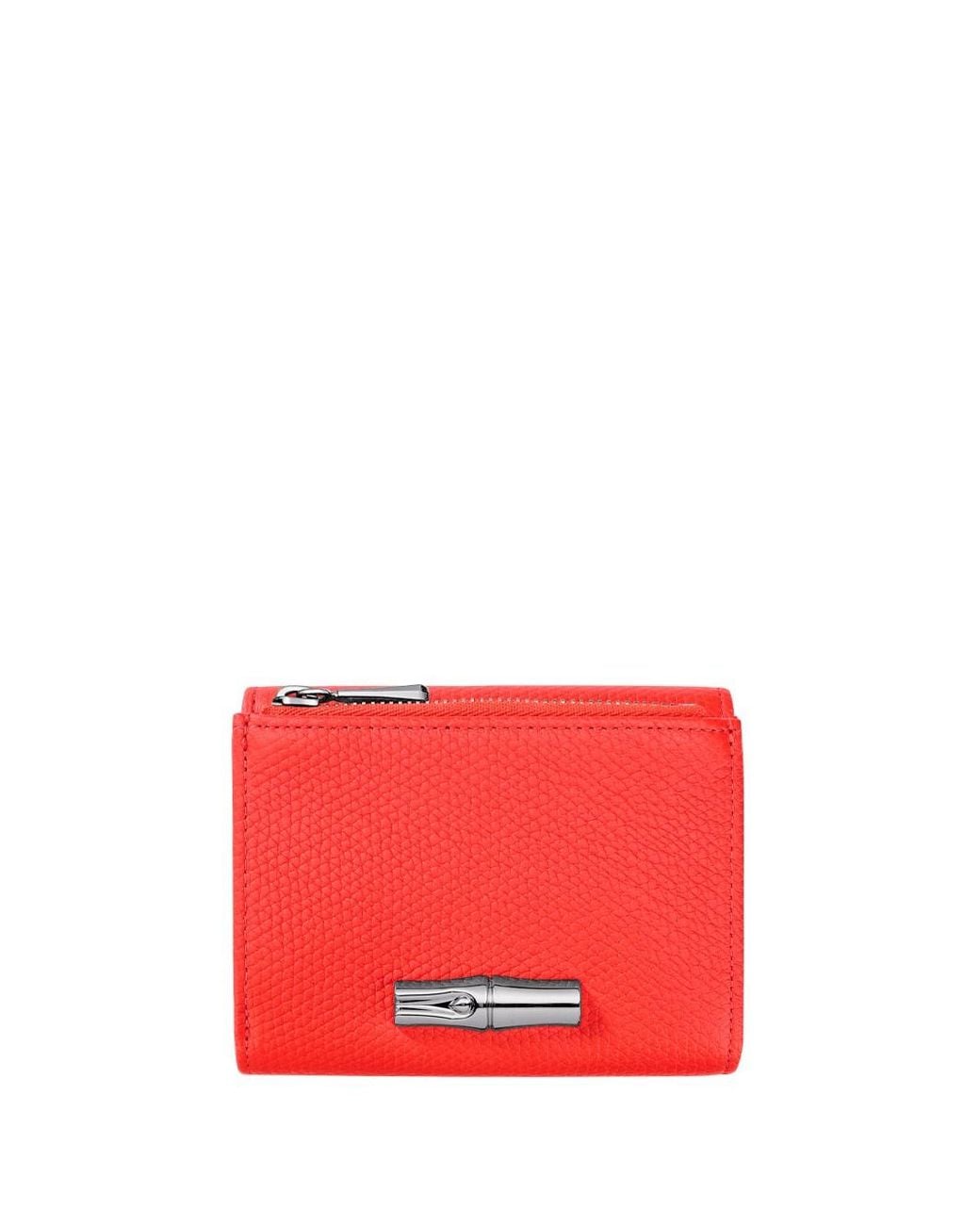 Longchamp Red 'Le Roseau' Compact Wallet