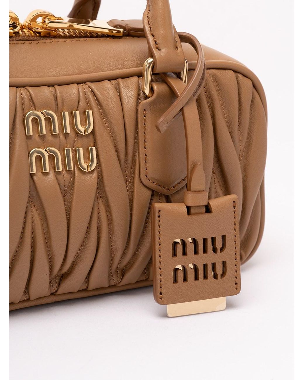 Miu Miu Brown 'Arcadie' Matelassé Nappa Leather Bag