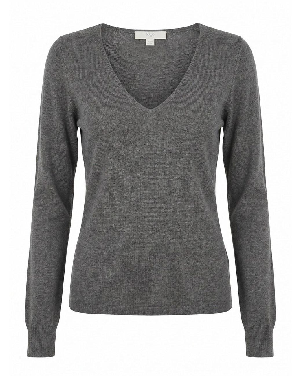 Malo Gray V Neck Sweater