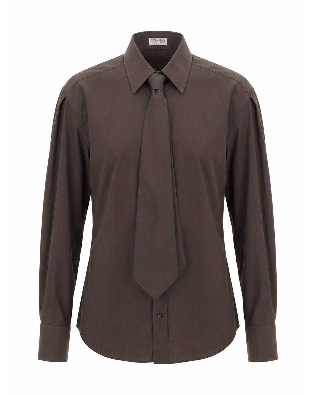 Brunello Cucinelli Brown Shirt With Tie And Monili
