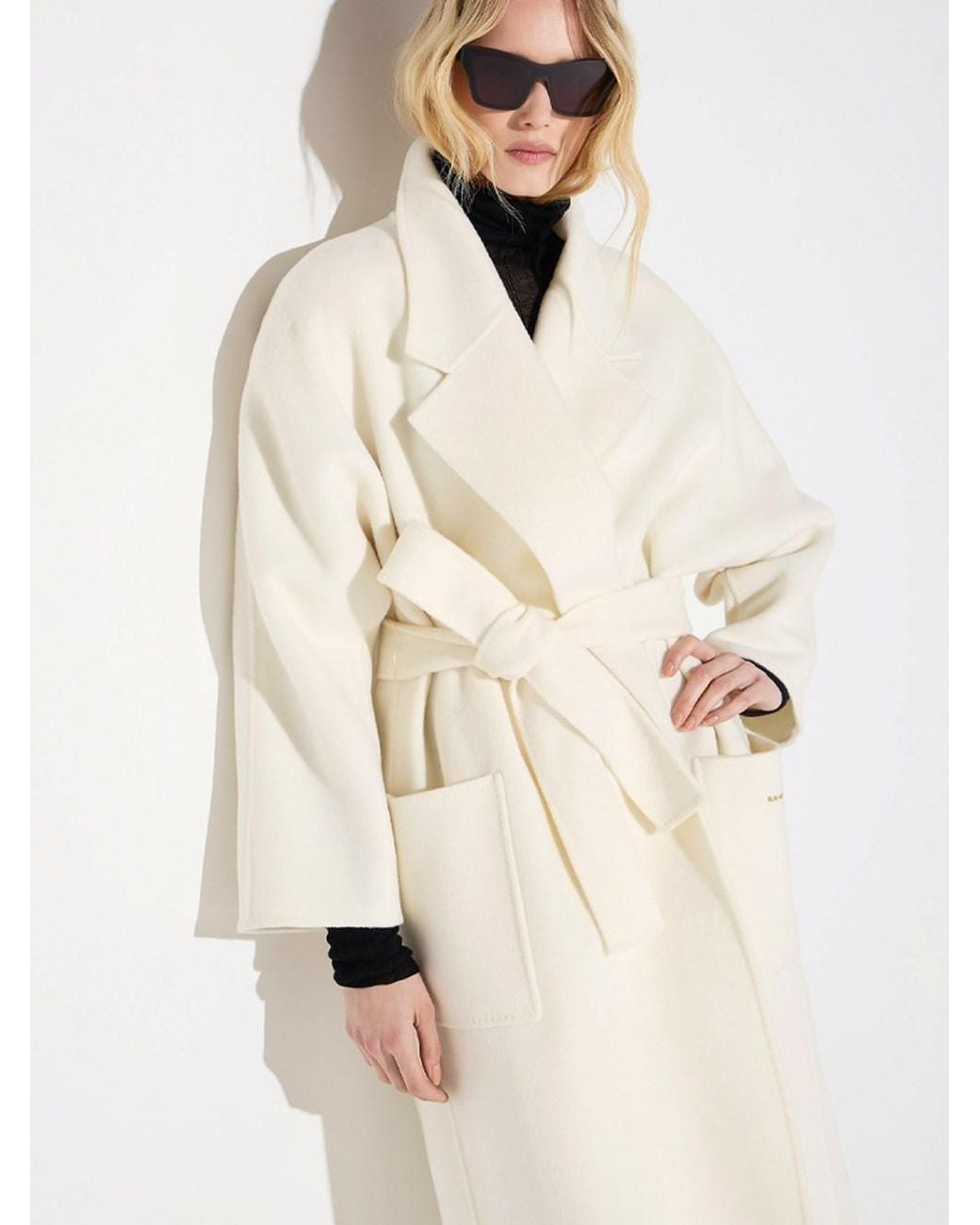 Elisabetta Franchi White Double Breasted Coat